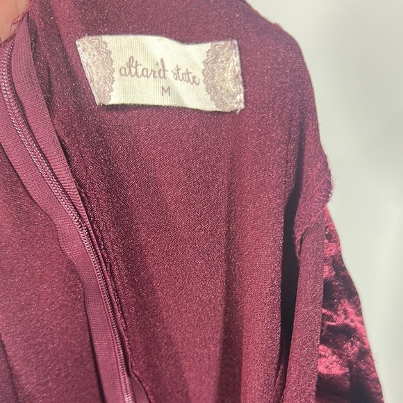 Altar'd State Red Flutter Sleeve Off-the-Shoulder floor length gown beaded belt - Picture 6 of 6